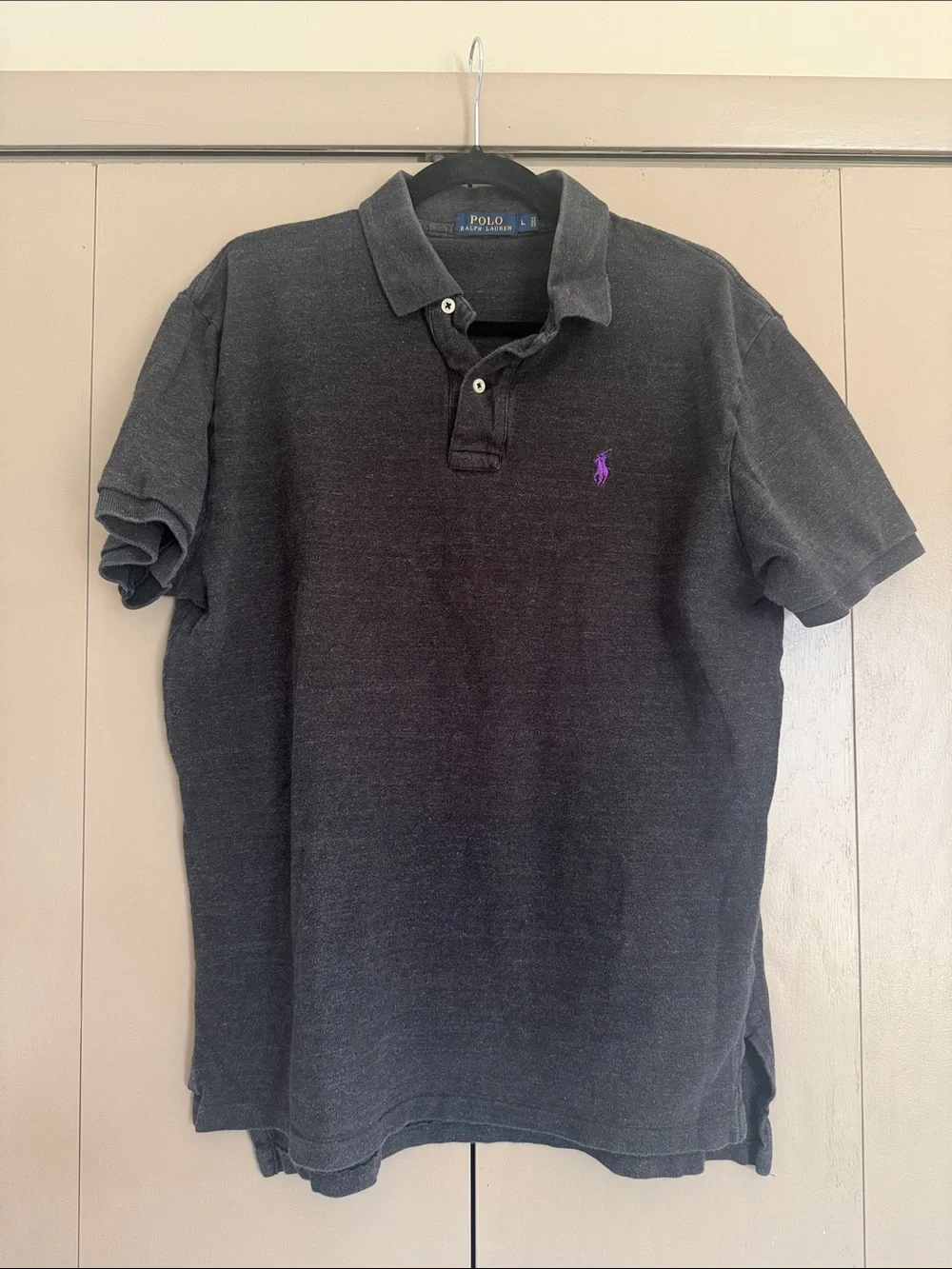 Polo by Ralph Lauren Dark Charcoal Polo with Purple Pony